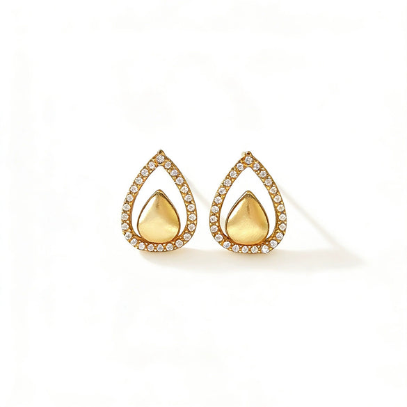 Wholesale Women's Dropshaped Diamondinlaid Copper Hollow Earrings With Minimalist Design