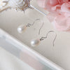 Wholesale Women's Dropshaped 925 Silver Natural Freshwater Pearl Minimalist Earrings Set With Pearls