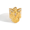Wholesale Women's Eagle Pattern Stainless Steel Ring With Pvd Furnace Vacuum Real Gold Plating Niche Style Finger Jewelry Accessories