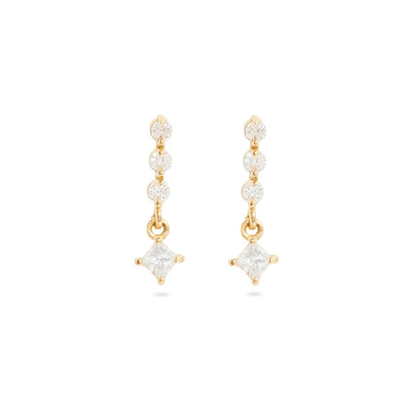Wholesale Women's Earrings Copper Plated With Real Gold Geometric Heart Shape Zircon Micro Inlay Trendy Retro Light Luxury