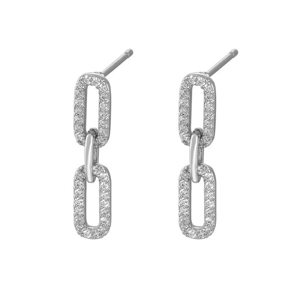 Wholesale Women's Earrings Copper Plated With Real Gold Geometric Heart Shape Zircon Micro Inlay Trendy Retro Light Luxury