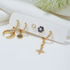 Wholesale Women's Earrings Set Copper S925 Silver Needle Microinlaid Zircon Flower Design