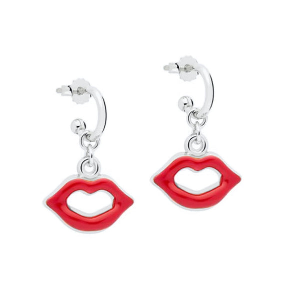 Wholesale Women's Earrings Silver Needle Copper Geometric Electroplated Exaggerated Lips Design