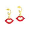 Wholesale Women's Earrings Silver Needle Copper Geometric Electroplated Exaggerated Lips Design