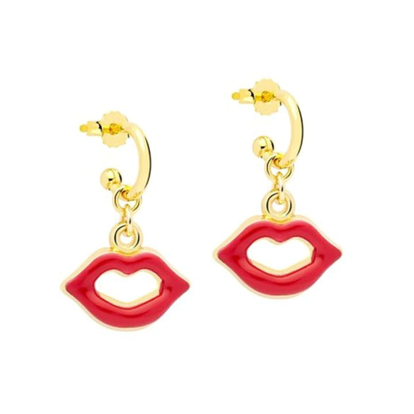 Wholesale Women's Earrings Silver Needle Copper Geometric Electroplated Exaggerated Lips Design