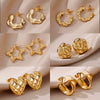Wholesale Women's Earrings With Polygon Mobius Ring Design Five Pointed Star Hollow Geometric Style Ccb Gold Platinum Electroplated