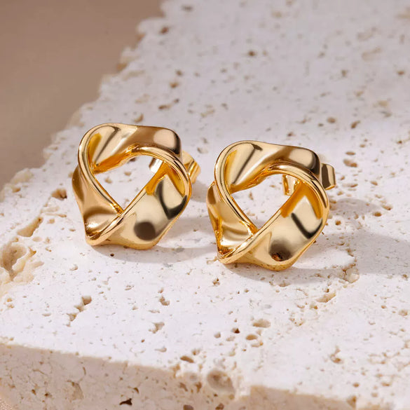 Wholesale Women's Earrings With Polygon Mobius Ring Design Five Pointed Star Hollow Geometric Style Ccb Gold Platinum Electroplated