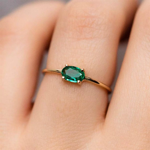 Wholesale Women's Eggshaped Colorful Diamond Zircon Ring Goldplated Brass Jewelry