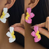 Wholesale Women's Electroplated Alloy Flower Enamel Earrings With Versatile Style
