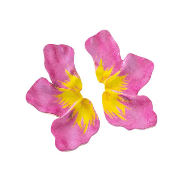 Wholesale Women's Electroplated Alloy Flower Enamel Earrings With Versatile Style