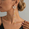 Wholesale Women's Electroplated Alloy Geometric Flower Tassel Earrings With Colorful Crystal Pendants