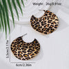 Wholesale Women's Electroplated Alloy Geometric Leopard Print Circular Earrings
