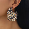 Wholesale Women's Electroplated Alloy Geometric Leopard Print Circular Earrings
