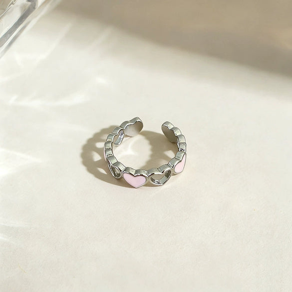 Wholesale Women's Electroplated Copper Heartshaped Hollowout Ring