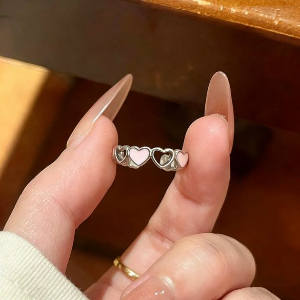 Wholesale Women's Electroplated Copper Heartshaped Hollowout Ring