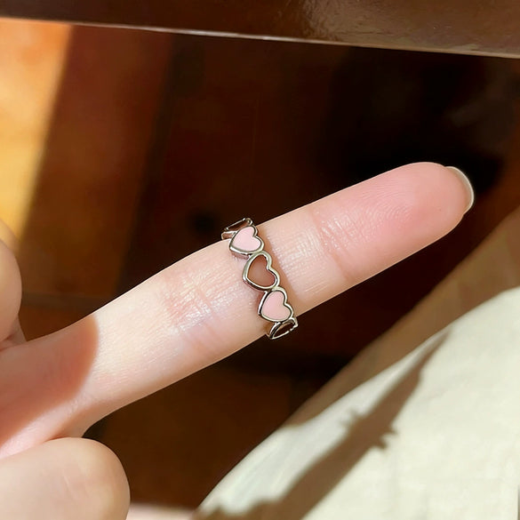 Wholesale Women's Electroplated Copper Heartshaped Hollowout Ring