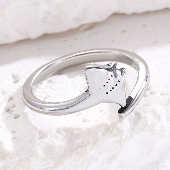 Wholesale Women's Electroplated Environmentally Friendly Copper Animal Shape Manta Ray Open Ring Accessories