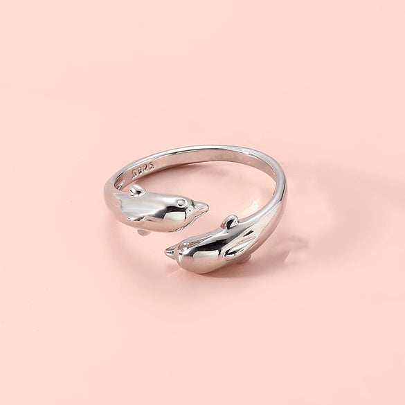 Wholesale Women's Electroplated Environmentally Friendly Copper Animal Shape Manta Ray Open Ring Accessories