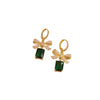 Wholesale Women's Electroplated Environmentally Friendly Copper Bow Tie Micropaved Zircon Earrings