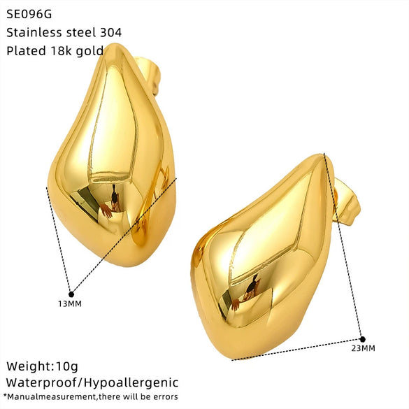 Wholesale Women's Electroplated Geometric Drop Shape Titanium Steel Earrings Versatile Minimalist Style