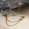 Wholesale Women's Electroplated Geometric Fourflower Zircon Tassel Stainless Steel Earrings
