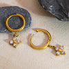 Wholesale Women's Electroplated Geometric Fourflower Zircon Tassel Stainless Steel Earrings