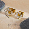 Wholesale Women's Electroplated Geometric Fourflower Zircon Tassel Stainless Steel Earrings