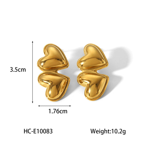 Wholesale Women's Electroplated Geometric Heart And Peach Heart Stainless Steel Earrings