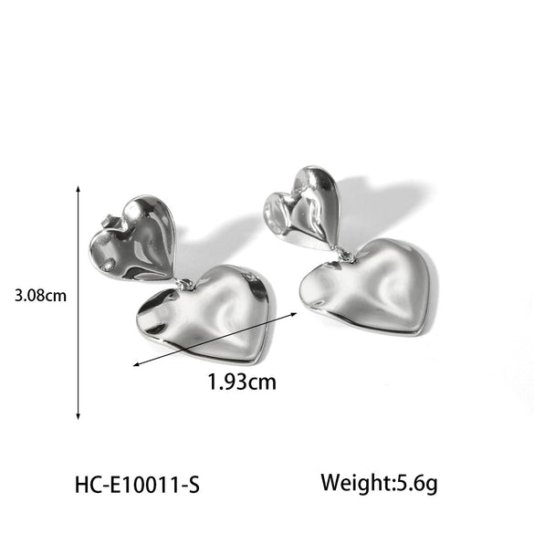 Wholesale Women's Electroplated Geometric Heart And Peach Heart Stainless Steel Earrings