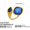 Wholesale Women's Electroplated Geometric Maillard Colored Glass Stone Stainless Steel Ring Set