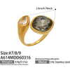 Wholesale Women's Electroplated Geometric Maillard Colored Glass Stone Stainless Steel Ring Set