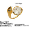 Wholesale Women's Electroplated Geometric Maillard Colored Glass Stone Stainless Steel Ring Set