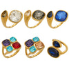 Wholesale Women's Electroplated Geometric Maillard Colored Glass Stone Stainless Steel Ring Set