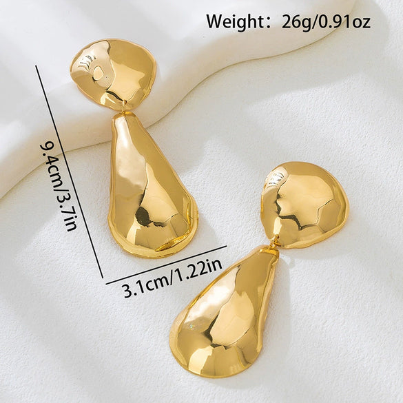 Wholesale Women's Electroplated Geometric Metal Alloy Water Drop Oval And Round Earrings Accessories