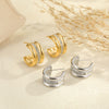 Wholesale Women's Electroplated Geometric Stainless Steel And 18K Diamondencrusted Cshaped Earrings In Light Luxury Style