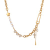 Wholesale Women's Electroplated Geometric Stainless Steel And 18K Gold Paperclip Clavicle Necklace For Office Ladies