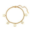 Wholesale Women's Electroplated Geometric Stainless Steel Bracelet With Hollow Five Pointed Star And White Shell Pendant