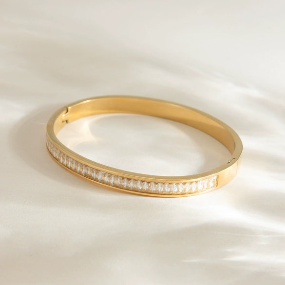 Wholesale Women's Electroplated Geometric Stainless Steel Classic Full Diamond Bracelet In Ins Style