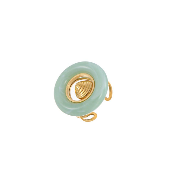 Wholesale Women's Electroplated Geometric Stainless Steel Resin Conch Ring Highend Jewelry