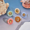 Wholesale Women's Electroplated Geometric Stainless Steel Resin Conch Ring Highend Jewelry