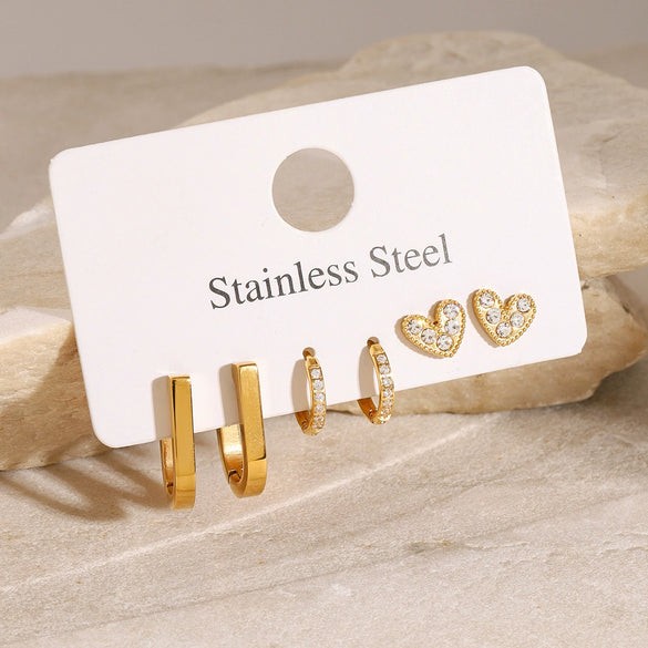 Wholesale Women's Electroplated Geometric Ushape Stainless Steel Earrings