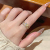 Wholesale Women's Electroplated Gold Inlaid With Zircon Cat's Eye Stone Copper Ring With Heart Geometric Animal Zodiac Patterns And Plants And Flowers Style