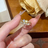 Wholesale Women's Electroplated Gold Inlaid With Zircon Cat's Eye Stone Copper Ring With Heart Geometric Animal Zodiac Patterns And Plants And Flowers Style
