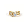 Wholesale Women's Electroplated Gold Inlaid With Zircon Cat's Eye Stone Copper Ring With Heart Geometric Animal Zodiac Patterns And Plants And Flowers Style