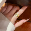 Wholesale Women's Electroplated Gold Inlaid Zircon Copper Id Letter Horseshoe Adjustable Open Ring Jewelry