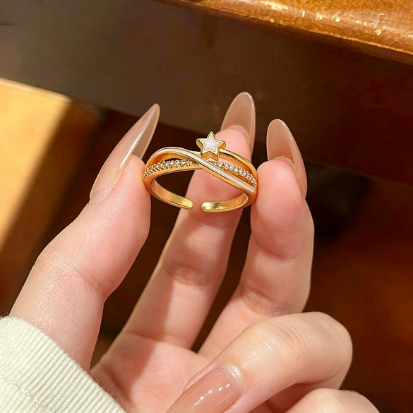 Wholesale Women's Electroplated Gold Inlaid Zircon Ring With Heart Geometric Animal Zodiac Shapes Copper Material