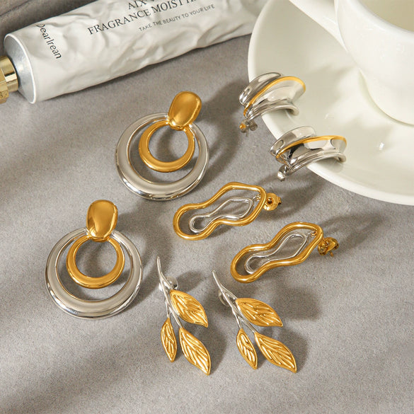 Wholesale Women's Electroplated Irregular Geometric Stainless Steel Earrings