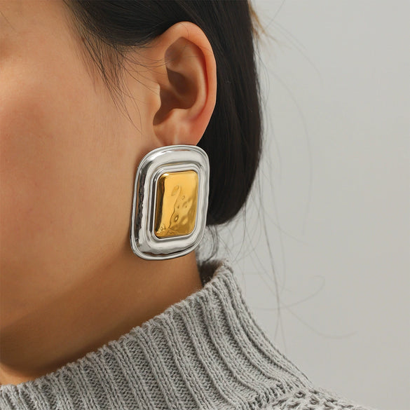 Wholesale Women's Electroplated Irregular Geometric Stainless Steel Earrings