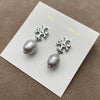 Wholesale Women's Electroplated 18K Gold Geometric Copper Pearl Cross Double T Eardrop Earrings With Natural Freshwater Beads