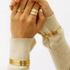 Wholesale Women's Electroplated 18K Gold Geometric Stainless Steel Bracelet Ring Accessories